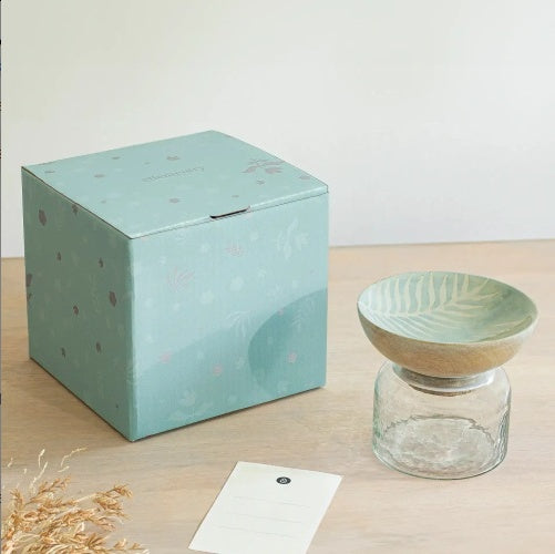 Glass Nut Jar With Wooden Bowl-Shaped Lid