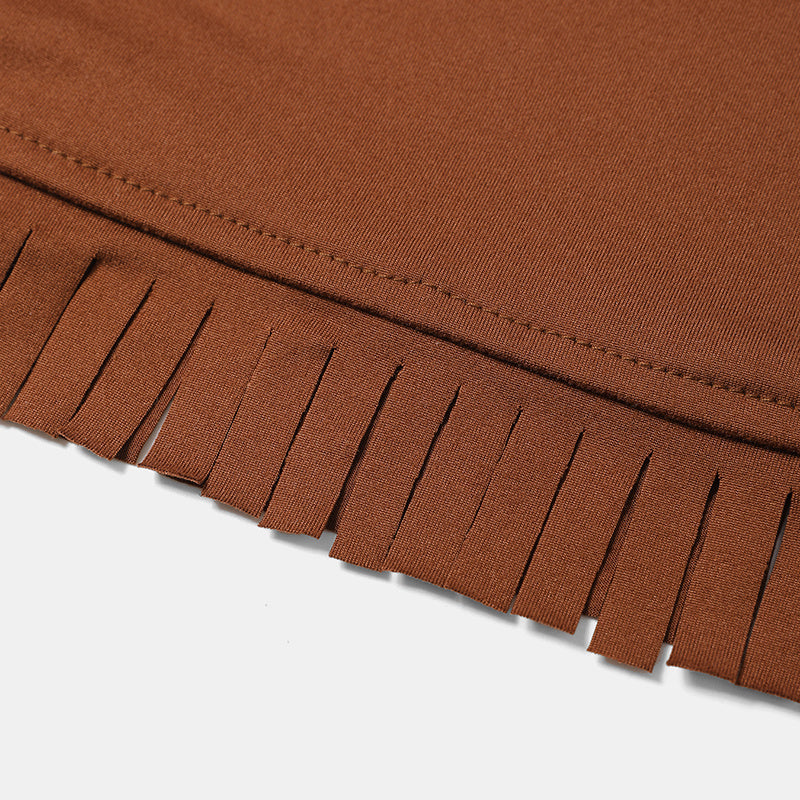 Women's Western Cowgirl  Fringe Trim Tops Sexy Off Shoulder Long Sleeve T Shirts Tassel Top