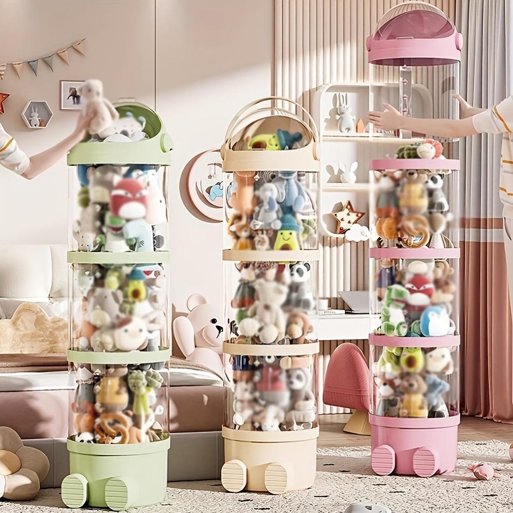 Stackable Plush Toy Storage Box With Drawer Transparent PET Material Zipper And Lid Closure