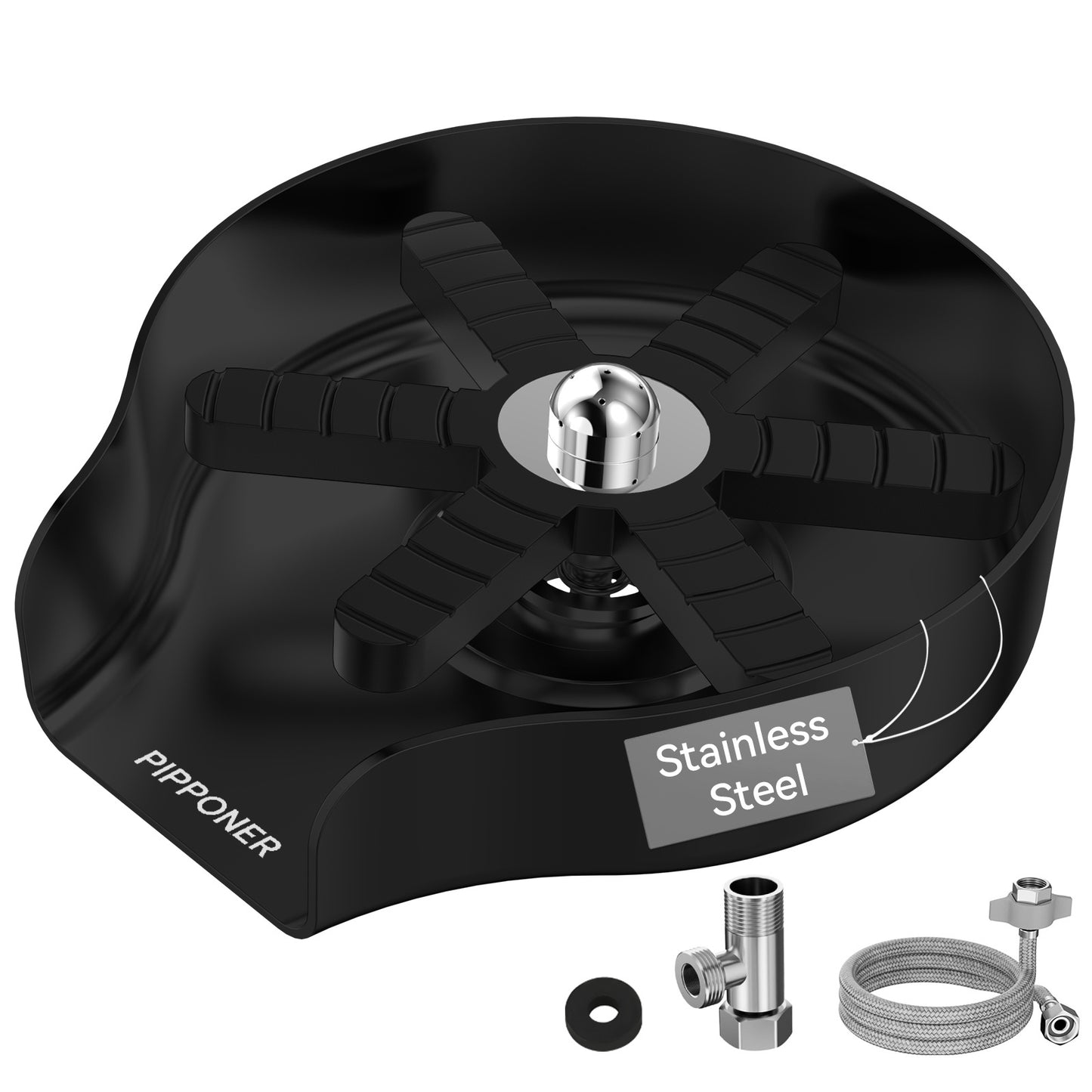 PIPPONER Metal Glass Rinser For Kitchen Sink, 5-inch High Pressure Cup Washer With Hose, Stainless Steel Glass Washer For Sink, DIY Sink Bottle Washer For Home And Commercial Use