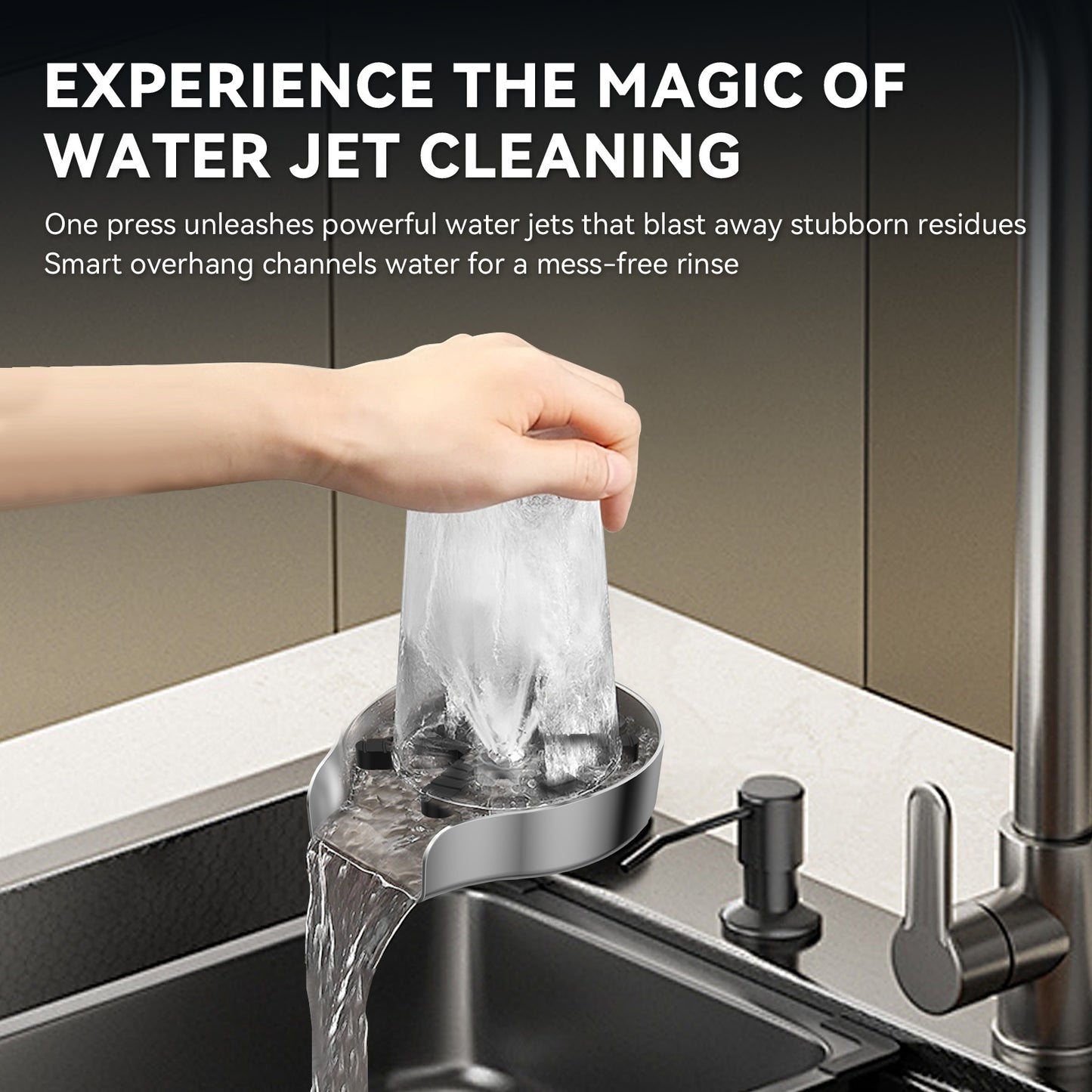 PIPPONER Metal Glass Rinser For Kitchen Sink, 5-inch High Pressure Cup Washer With Hose, Stainless Steel Glass Washer For Sink, DIY Sink Bottle Washer For Home And Commercial Use