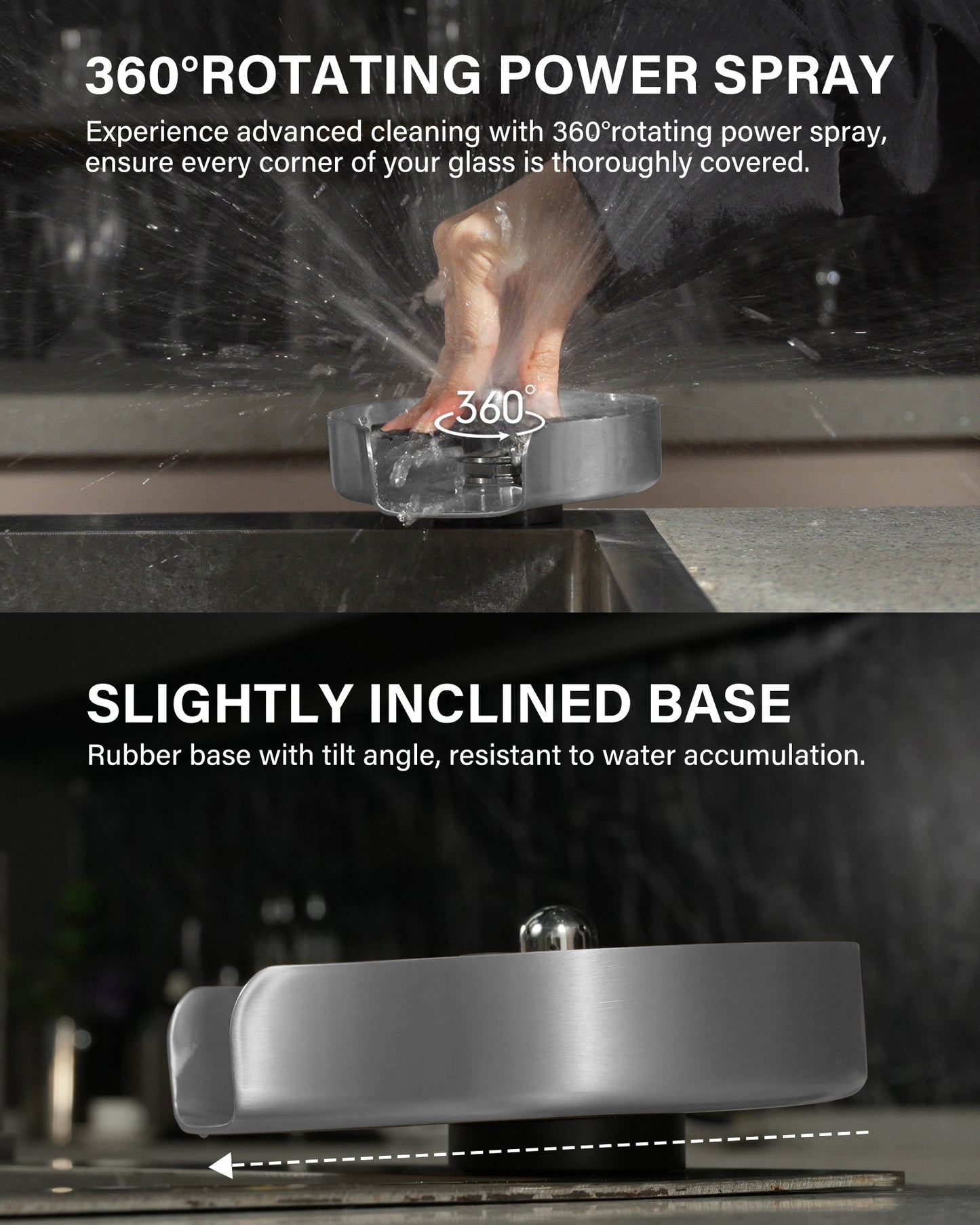 PIPPONER Glass Rinser For Kitchen Sink, Upgrade 360 Rotating High Pressure Jet Glass Rinser, 5-inch Stainless Steel Cup Washer, Cup Rinser Sink Attachment For Home And Commercial