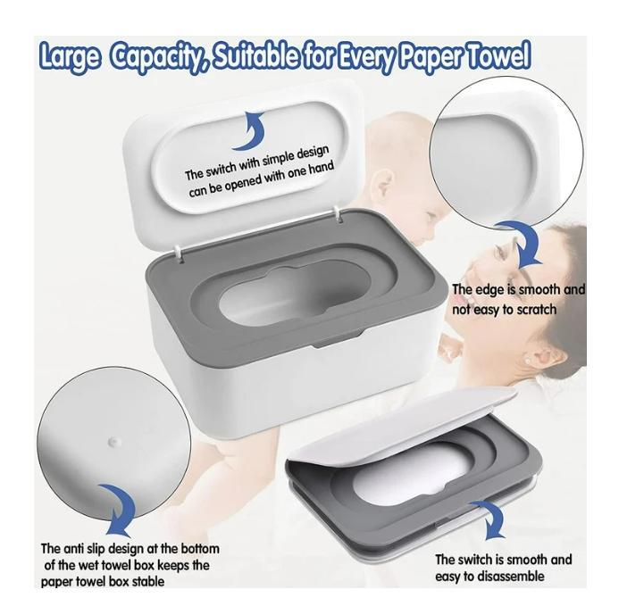 Jiayun Large Capacity Baby Wipes Box With Silicone Anti-skid Mat Keeps Wipes