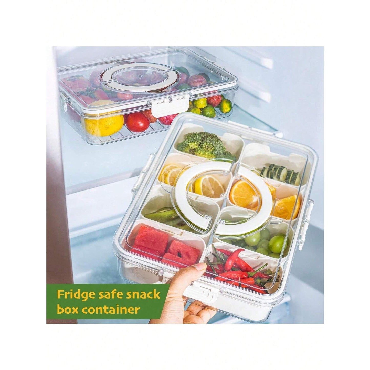 Portable Snack Box With Lid And Handle For Travel And Beach Use, Can Hold Cooked Vegetables And Fruits, 1 Piece