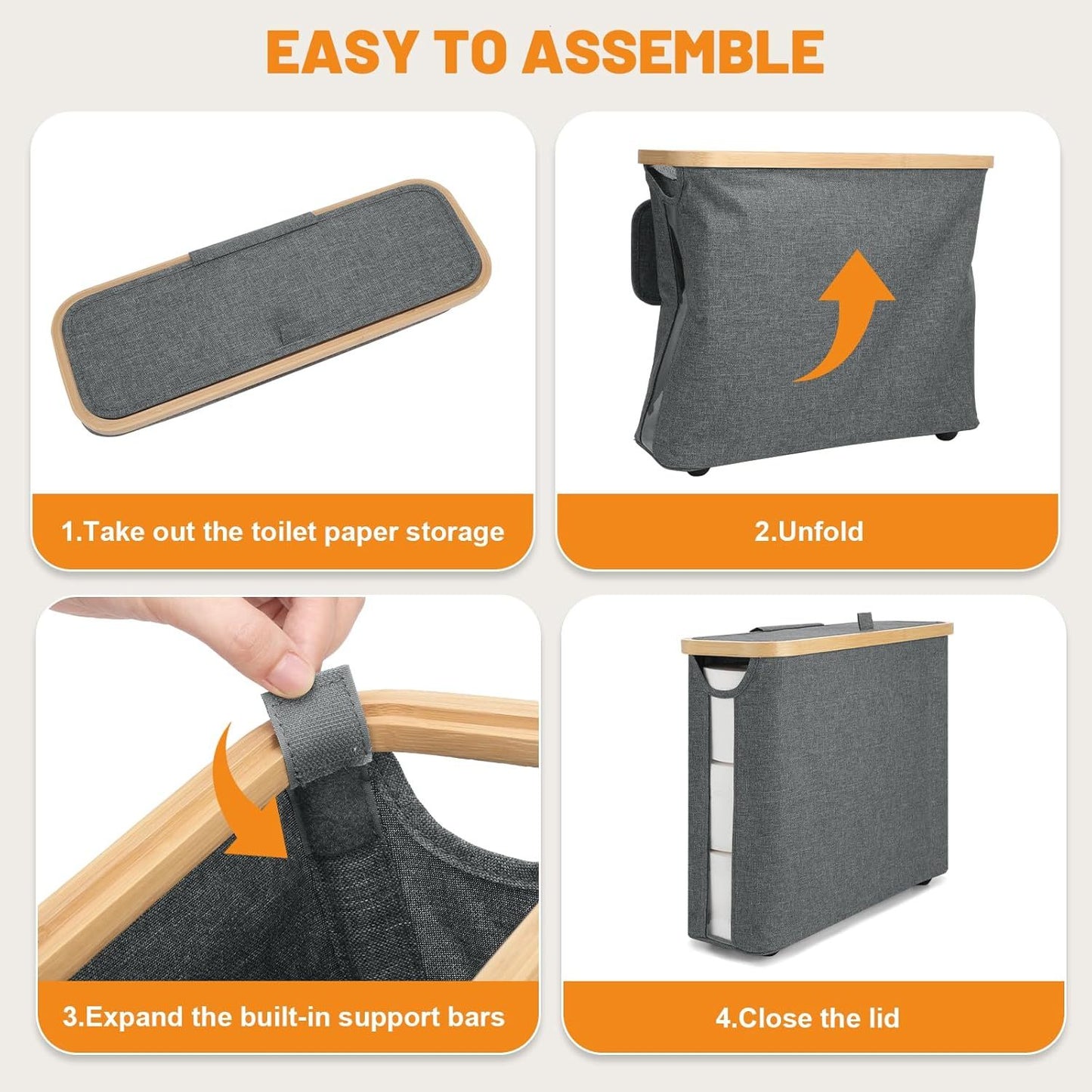 Fast Arrival Toilet Paper Storage Basket With Lid, Bamboo Toilet Paper Storage Holder Stand Organizer For Bathroom, Toilet Paper Storage Box Container With Handle, Toilet Tissue Storage Bin For RV Clo