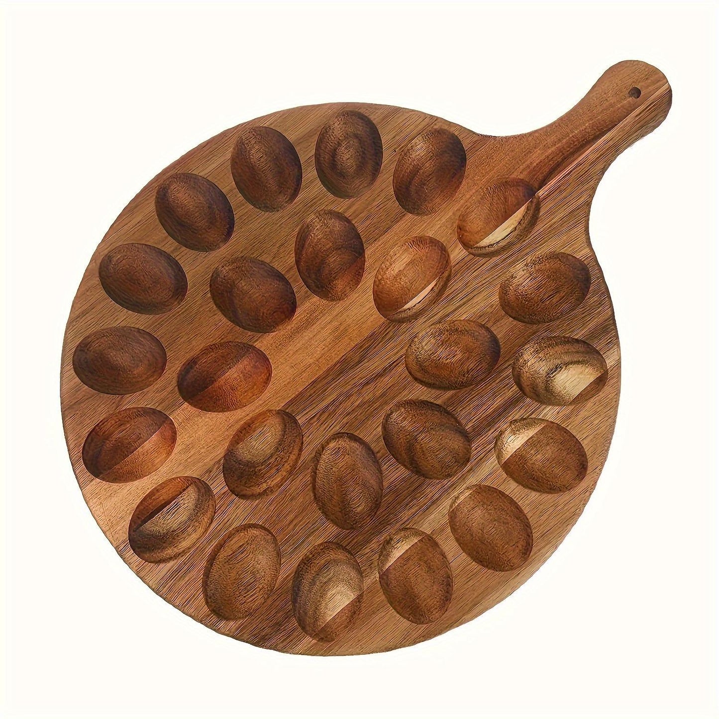 Two-pack Solid Wood Egg Rack With Handles Multi-compartment Egg Storage Container Suitable For Natural Wood Grain Kitchen Countertops And Cabinets Space-saving And Durable Design Country Style Kitchen