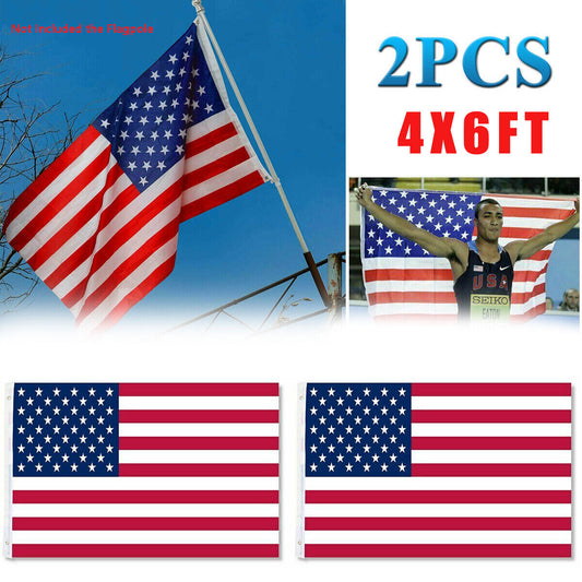 American Flags For Outside 4X6 FT USA Flag - Premium US Flag 120X180cm Heavy Duty Outdoor Large Nylon Flag Stars With Brass Grommets