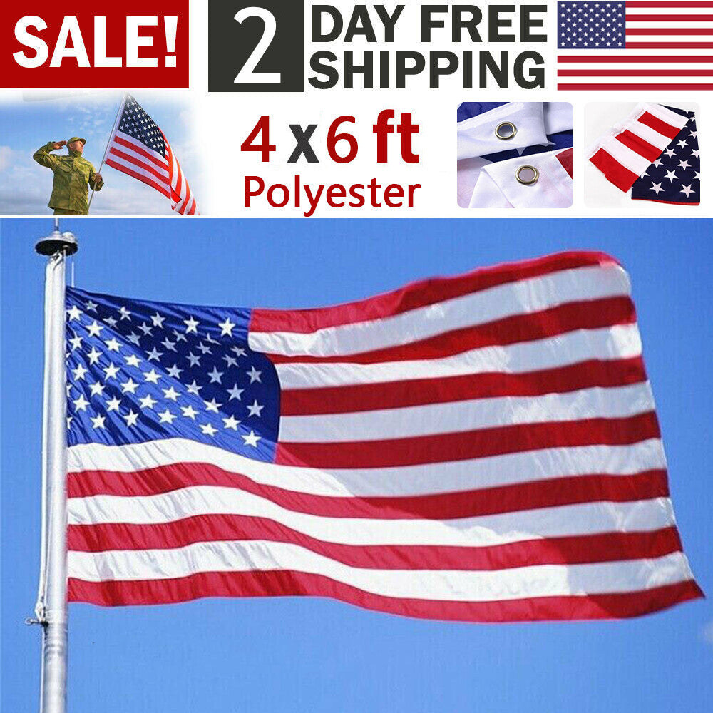 American Flags For Outside 4X6 FT USA Flag - Premium US Flag 120X180cm Heavy Duty Outdoor Large Nylon Flag Stars With Brass Grommets