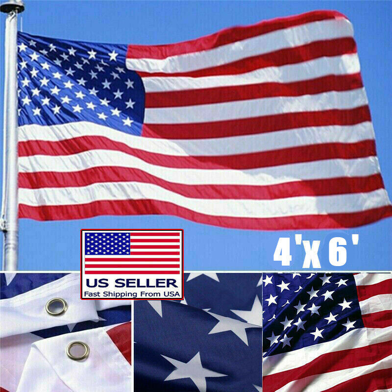 American Flags For Outside 4X6 FT USA Flag - Premium US Flag 120X180cm Heavy Duty Outdoor Large Nylon Flag Stars With Brass Grommets