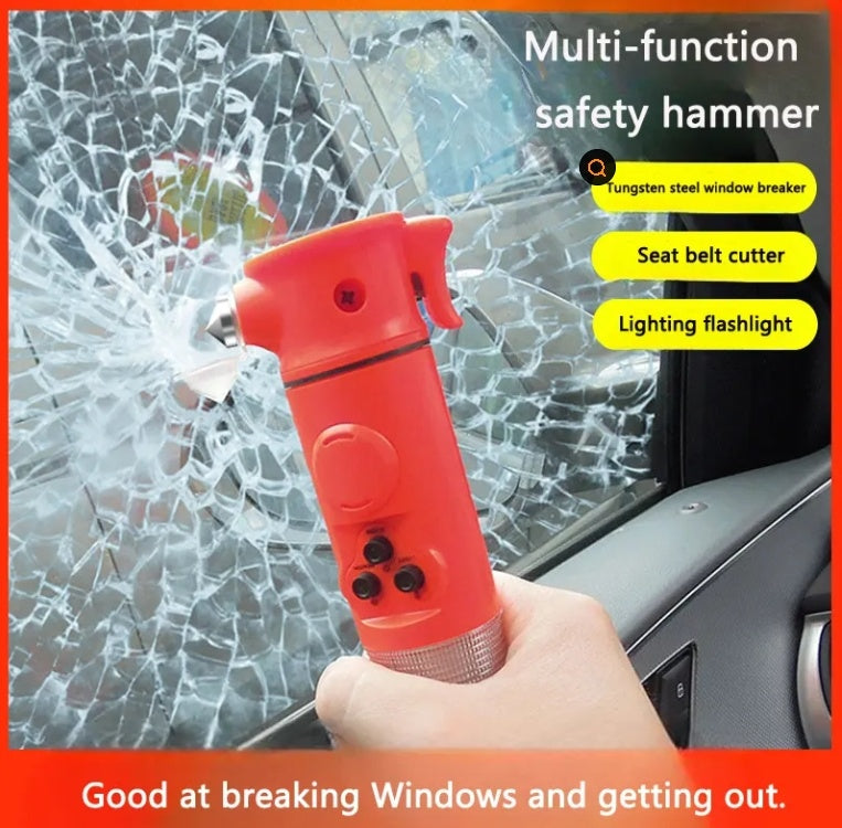 Red&Yellow Multi-functional Car Safety Hammer With Flashlight