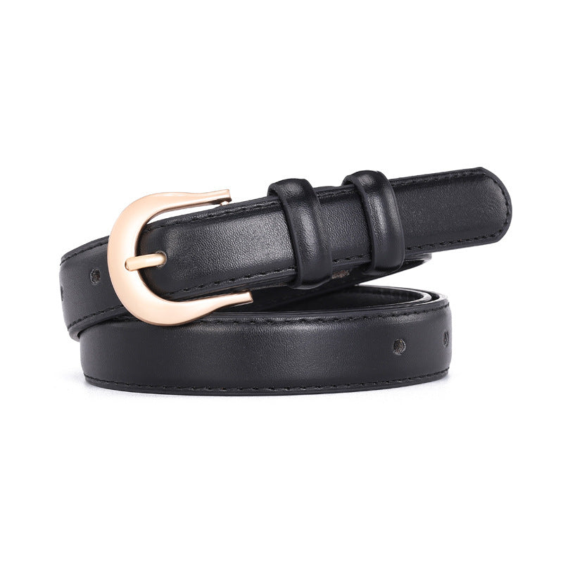 Semicircle Pin Buckle Belt Women's All-match Decorative Cow