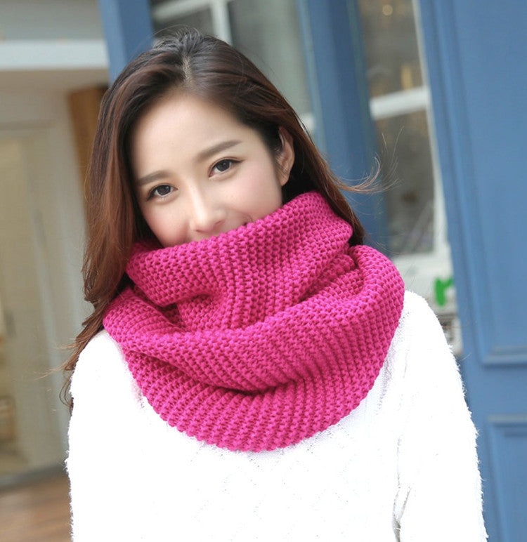 Wool Knitted Scarf Warm And Thick Solid Color