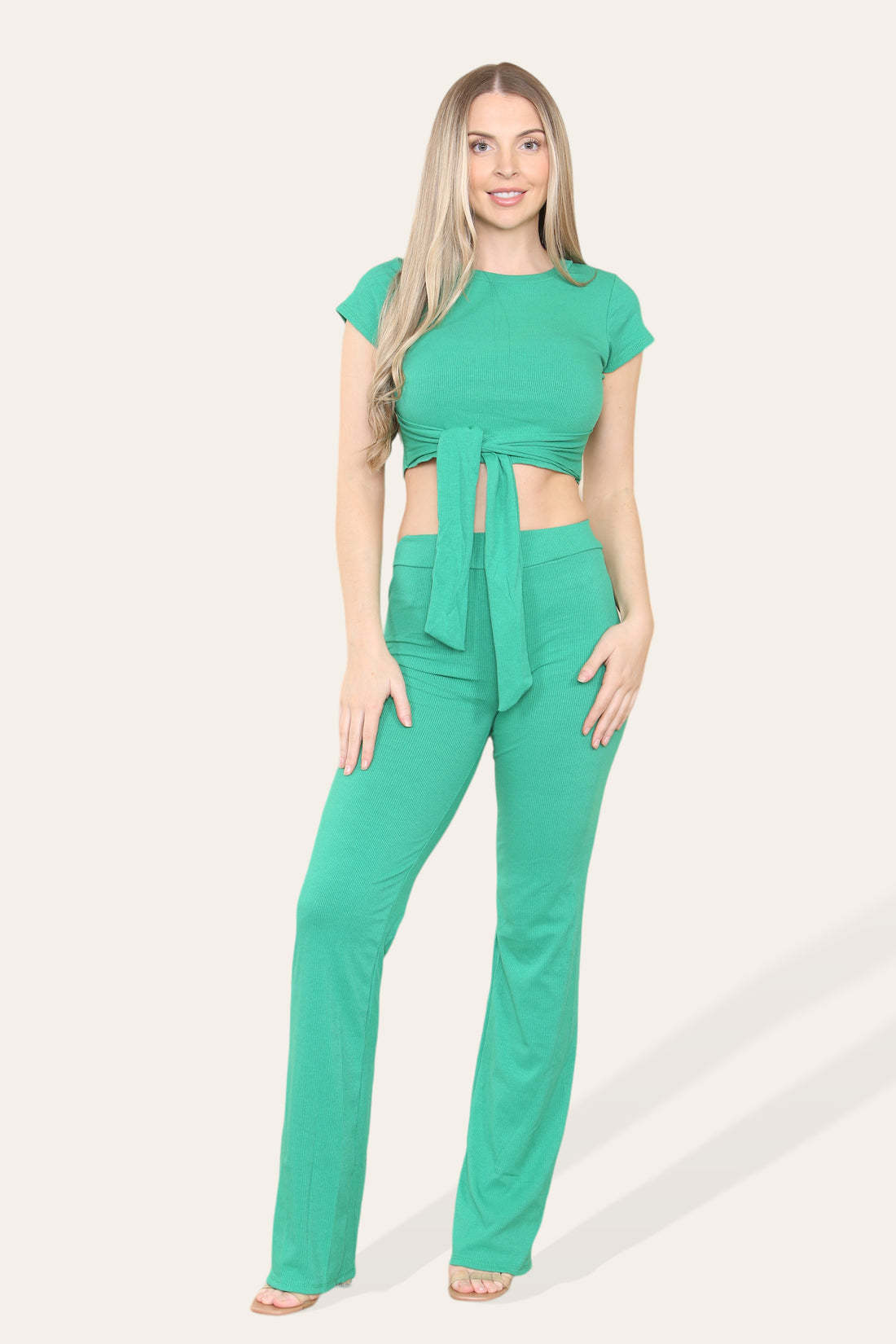 Ribbed High Neck Zipper Collar Jumpsuit Front Unitard Set