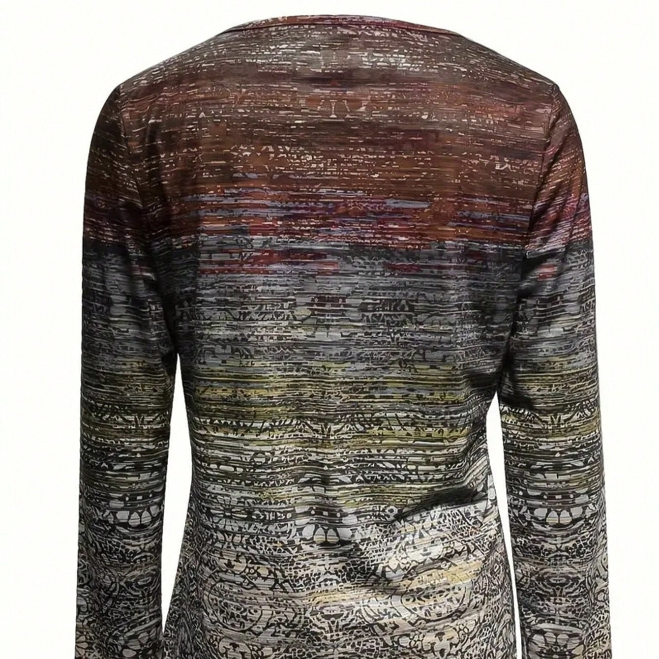 Ladies' Spring And Autumn Summer New Style Upbound Zipper Detail Retro All Round Printed Elegant Style Long Sleeve T-shirt Top