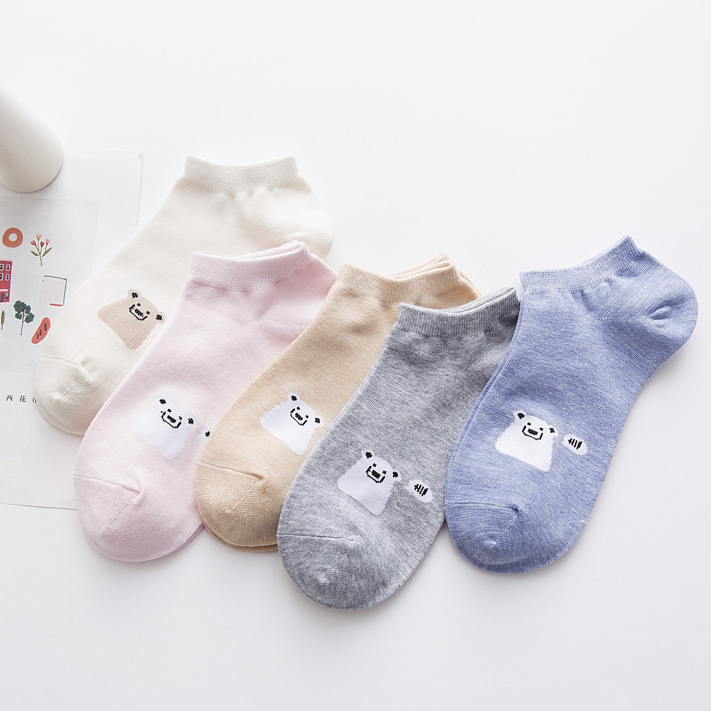 Short Cartoon Cat Head Spring And Summer Sweet Cotton Socks