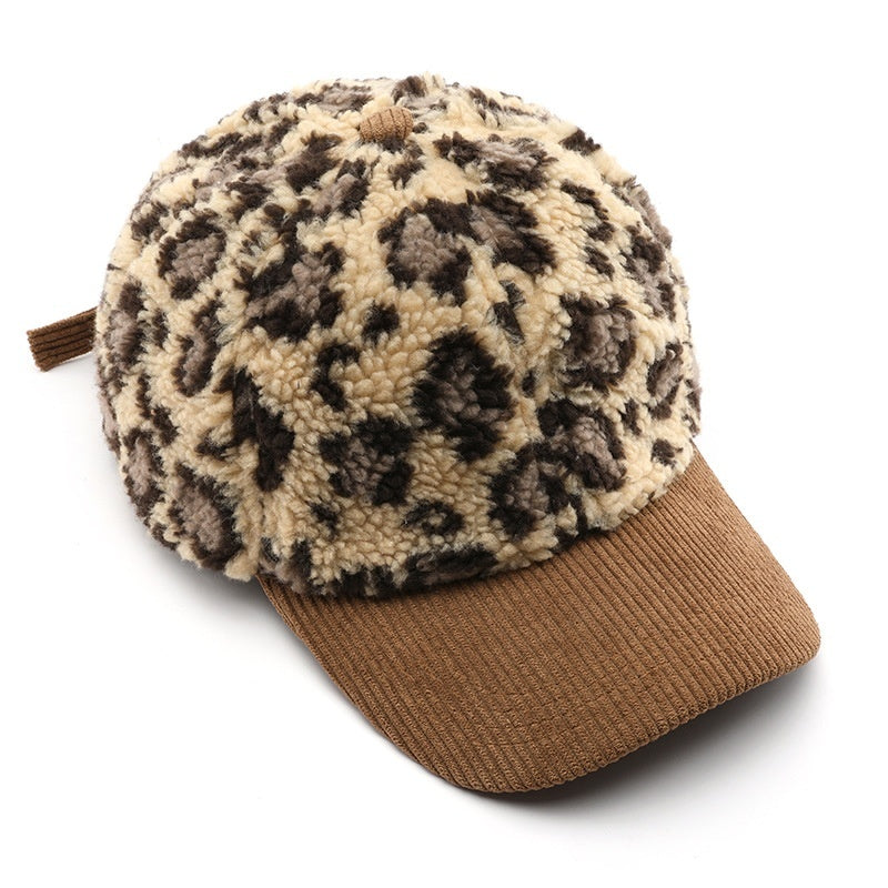 Japanese Women's Autumn And Winter Personalized Retro Color-blocking Leopard Print Baseball Cap