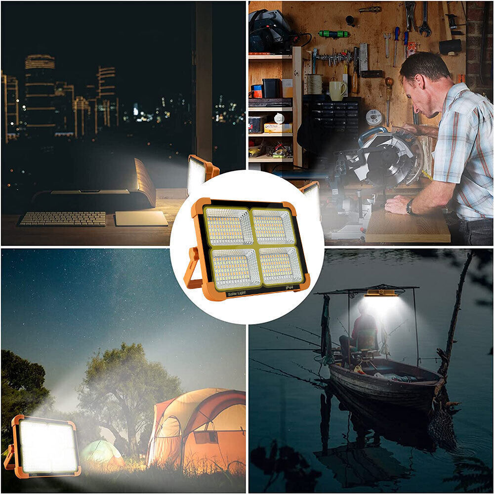 1500W LED Work Light Solar Powered Cordless Portable Camping Outdoor Light USB