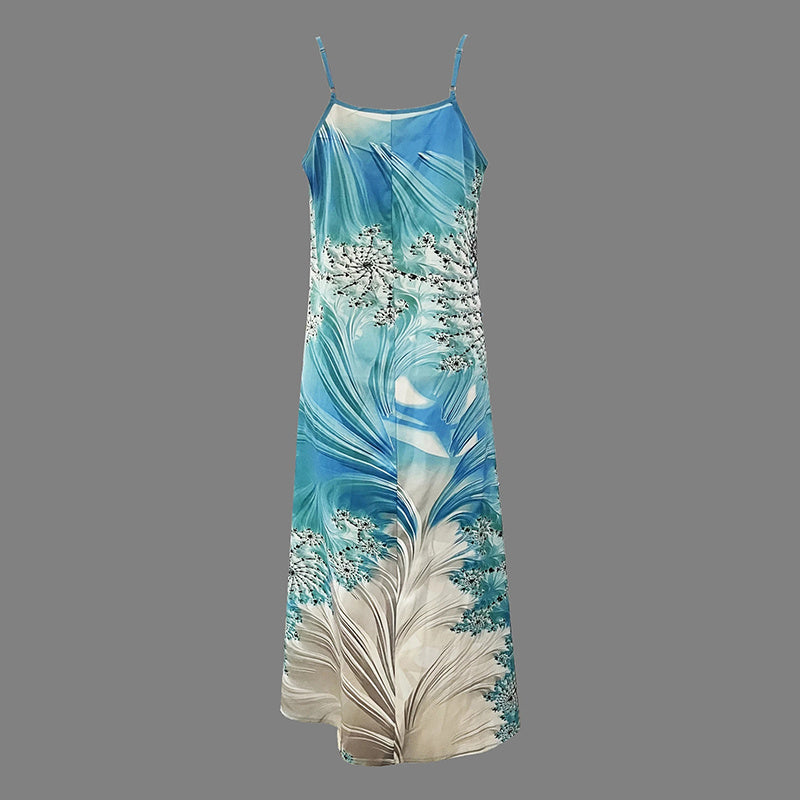 Women's Long Sleeve V-Neck Print Loose Two-Piece Dress Casual Elegant Spring&Autumn Outfit