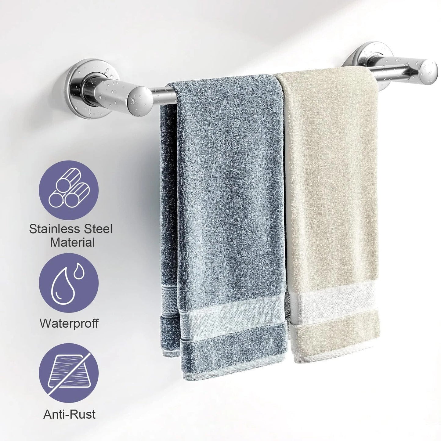 50cm 60cm Single Towel Bar Bracket Wall Mounted Towel Holder Bathroom Kitchen