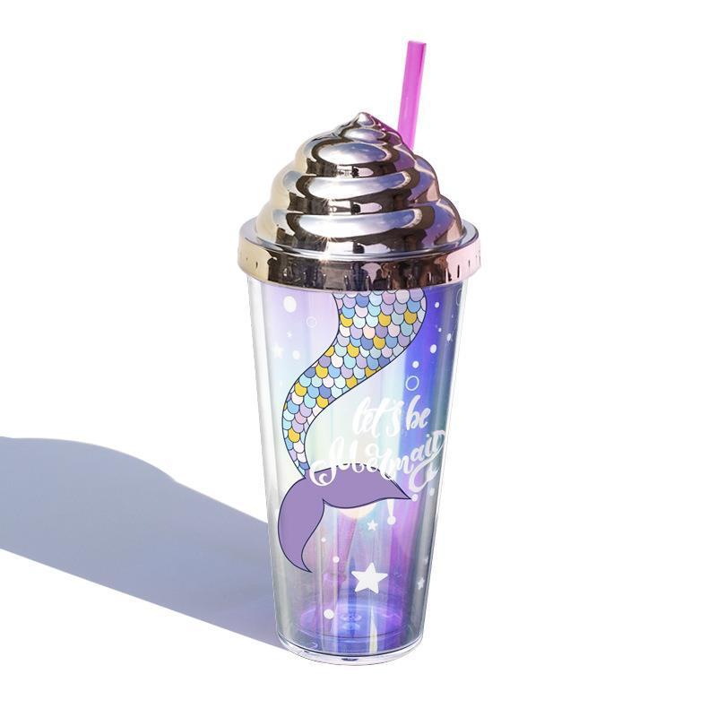 Creative Straw Plastic Electroplating Glitter Water Cup
