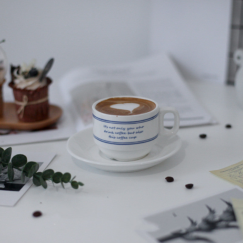 Retro Coffee Cup Milk Pull Flower Ceramic Cup