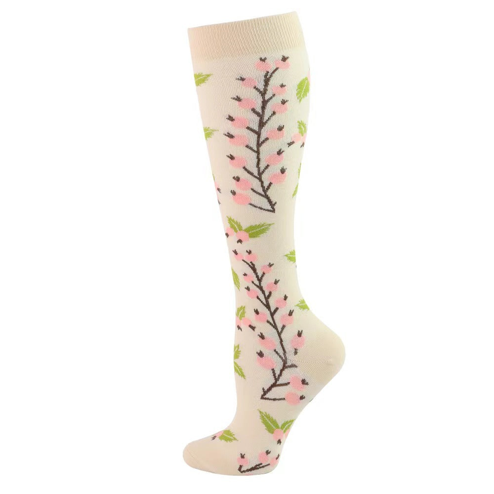 Sports Pressure Spring Flower Elastic Stockings