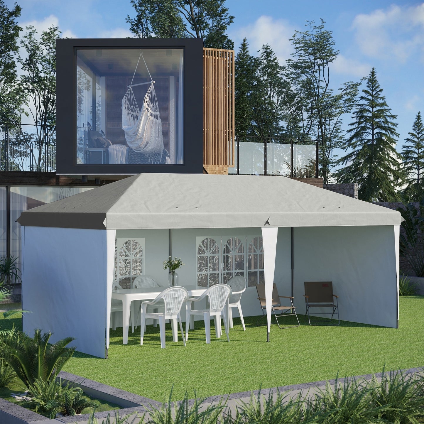 Outsunny 10' X 20' Pop Up Canopy Tent With 4 Sidewalls, Heavy Duty Tents For Parties, Outdoor Instan