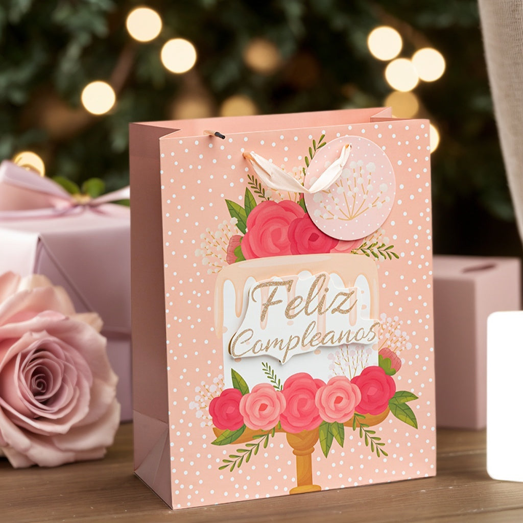 12pcs Plus Size Exquisite Gift Bag, 3D Patch & Powder Sprinkle Design, Multiple Styles, Can Be Used For Birthday Parties, Weddings, Shopping And Other Occasions, Reusable