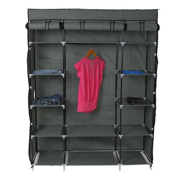 5-layer 12 Grid Canvas Free Wardrobe Gray