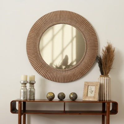 Rustic Farmhouse Style Handcarved Wooden Decorative Hanging Wall Mirror-36