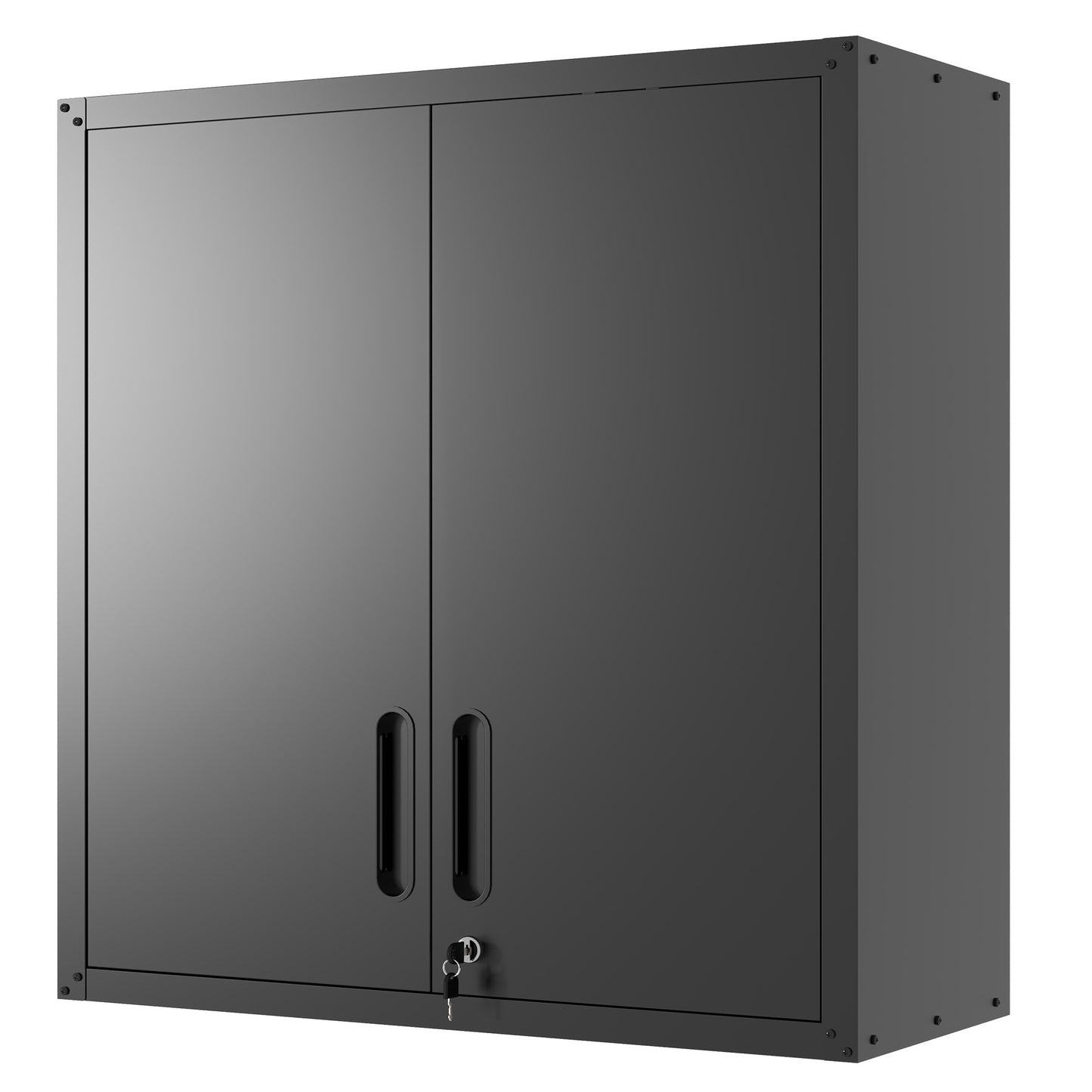 Metal Wall-Mounted Tool Storage Cabinet With 2 Locking Door 1 Adjustable Shelf 1 Opened Drawer For Garage Warehouse,Office,Assembly Required