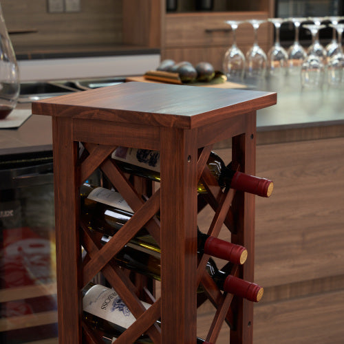 12 Bottles Freestanding Wine Rack, Wine Cooler, Kitchen, Pantry, Wine Cellar, Walnut Freestanding Display Stand