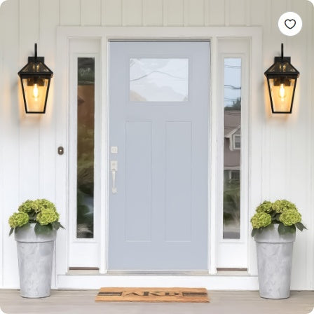 211 Pack Outdoor Wall Lantern Light   Modern Black Metal & Clear Glass Sconce For Porch, Patio, And Garden Lighting Bulb Not Included