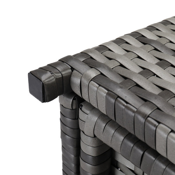 Gray Gradient Woven Rattan Trash Can With Top Cover