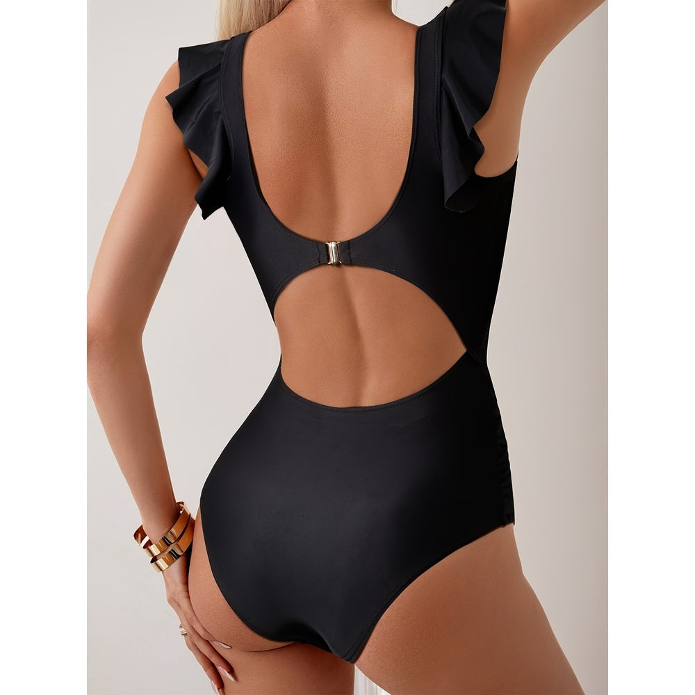 New European And American Hollow One-piece Swimsuit High Waist Sexy Lace Up Bikini Swimsuit