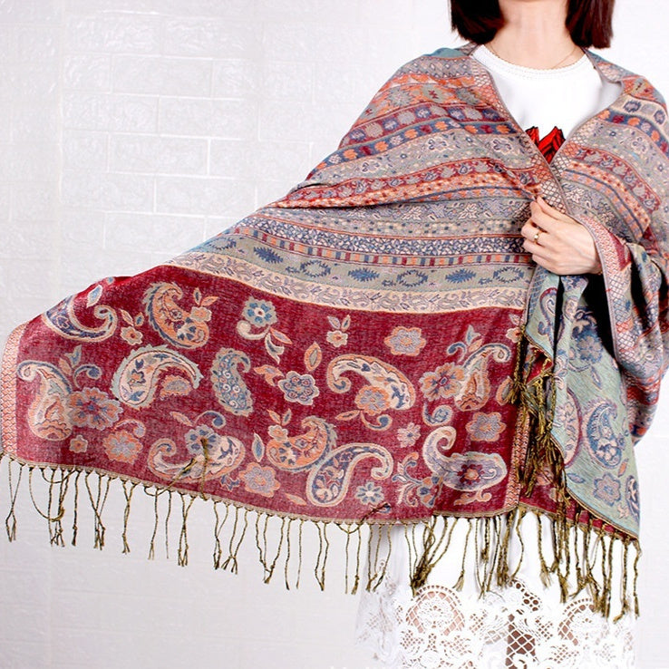 New Cashew Jacquard Air Conditioning Sunscreen Travel Shawl For Women