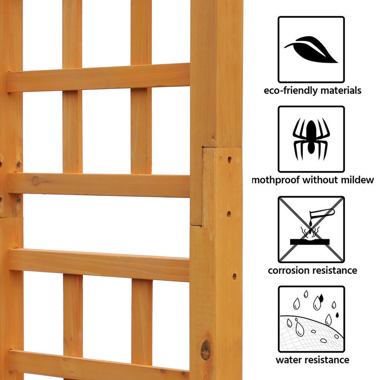 Round Garden Arbor 7.5 Ft Fir Wood Archway For Climbing Plants Pergola Style Wedding Ceremony Yellow