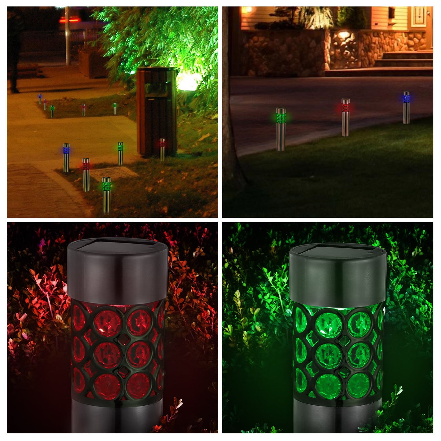6Pcs Solar Pathway Light IP44 Waterproof 3 RGB Color Changing For Yard Garden Pathway Walkway