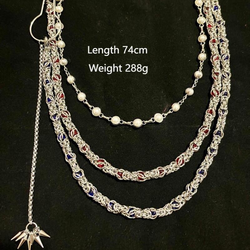 Three-layer Luxury Clip Beads Denim Pants Chain Heavy Industry Punk