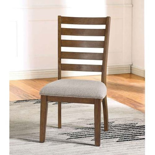 Transitional Set Of 2pc Side Chairs Walnut Light Gray Ladder Back Chairs Solid Wood Polyester Fabric Upholstered Padded Seat Dining Room Furniture