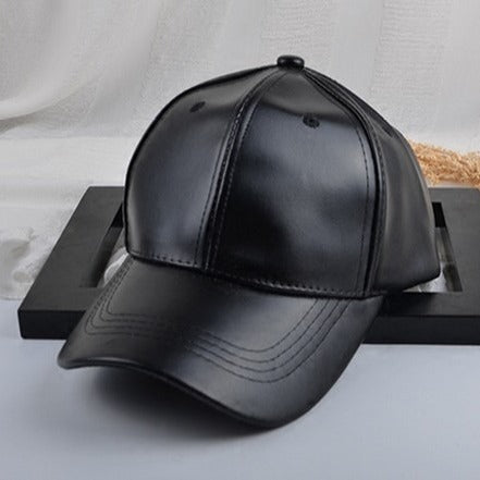 Summer Leather Solid Color Retro Classic Leather Baseball Cap