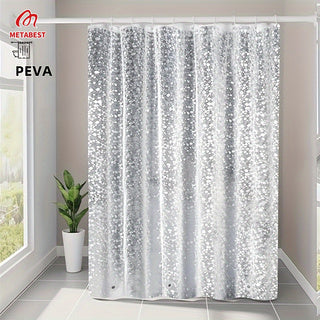 METABEST 3D Pebble Pattern Shower Curtain Liner  Durable PEVA Material With Heavy-Duty Magnets, Ideal For Shower Stalls And Bathtubs - 71x71 Inches  Comes With 12 Hooks