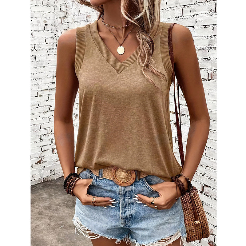 Women V Neck Tank Tops Summer Sleeveless Tunic Casual Basic Shirts Cute Trendy Clothes