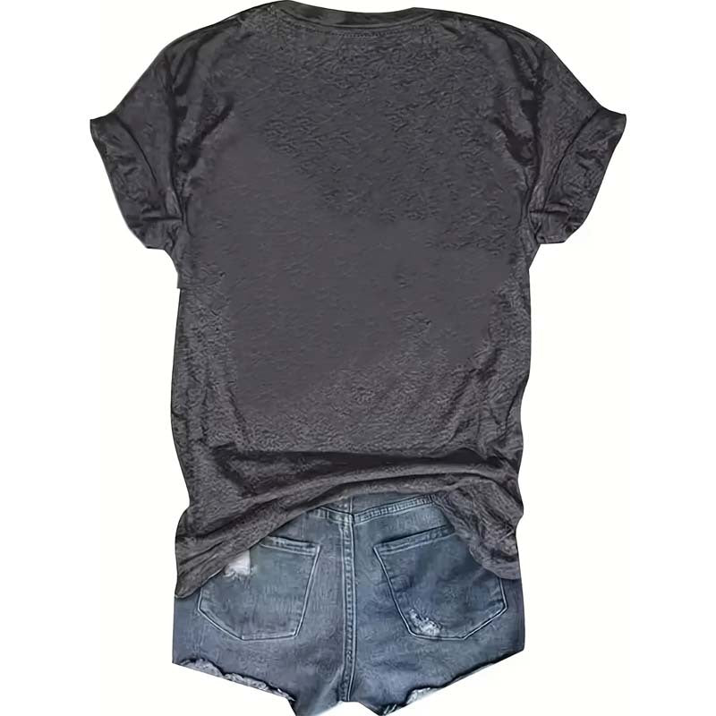 Women's Colorful Letter Print Short Sleeve T-Shirt - Casual Round Neck Summer Tee