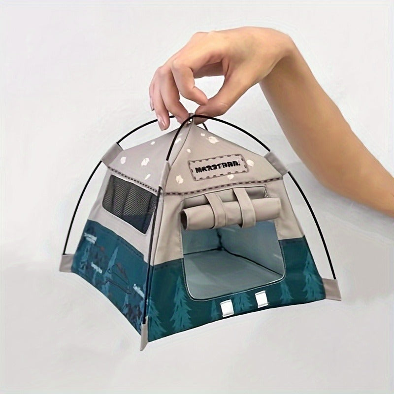 Small Tent Ornament - Delicate Fabric Texture With Sturdy Stand, Cute Natural Design For Desktop Camping Vibe