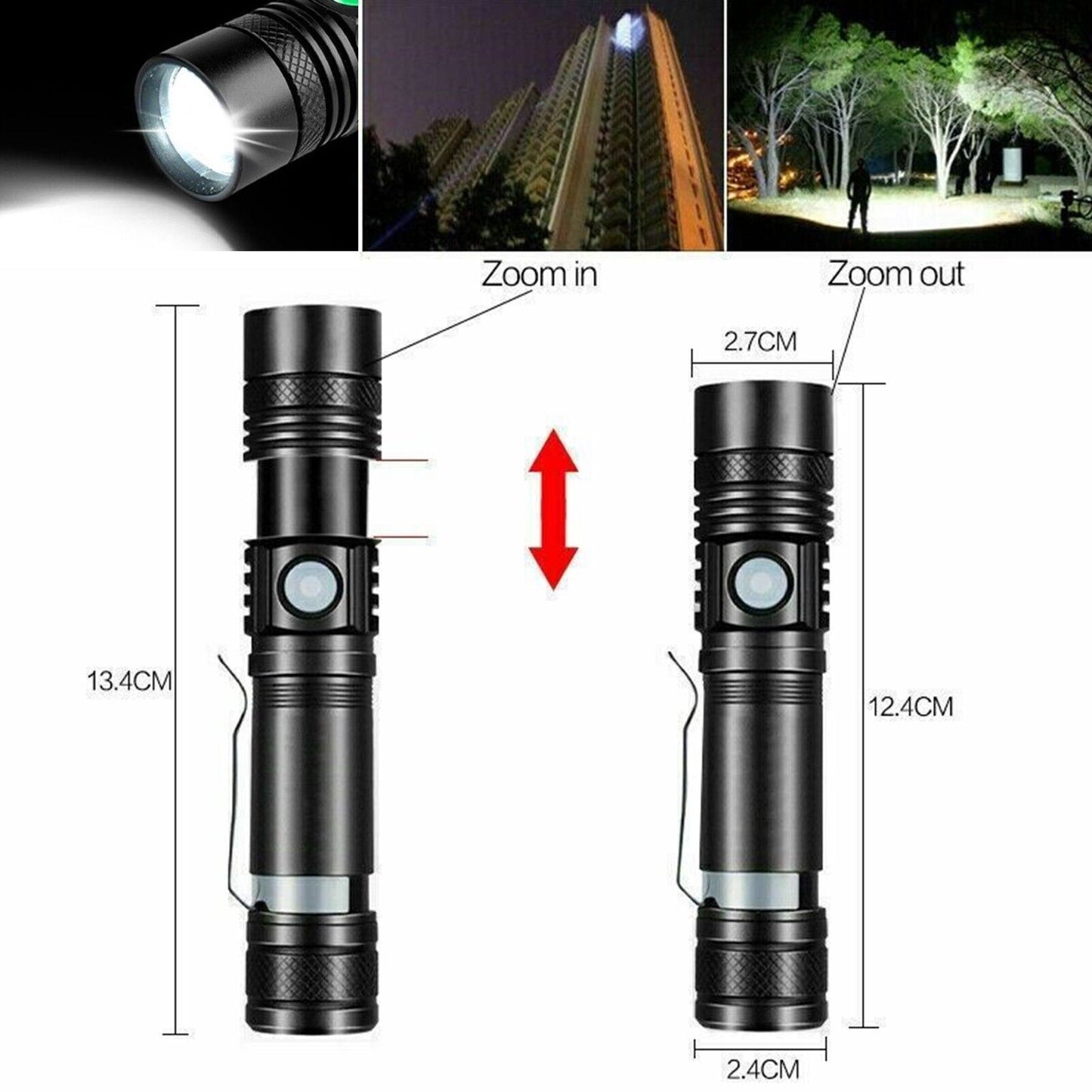 2 Pack LED Taschenlampe Aufladbar USB Super Hell Taktisches Fackel Lumen Akku