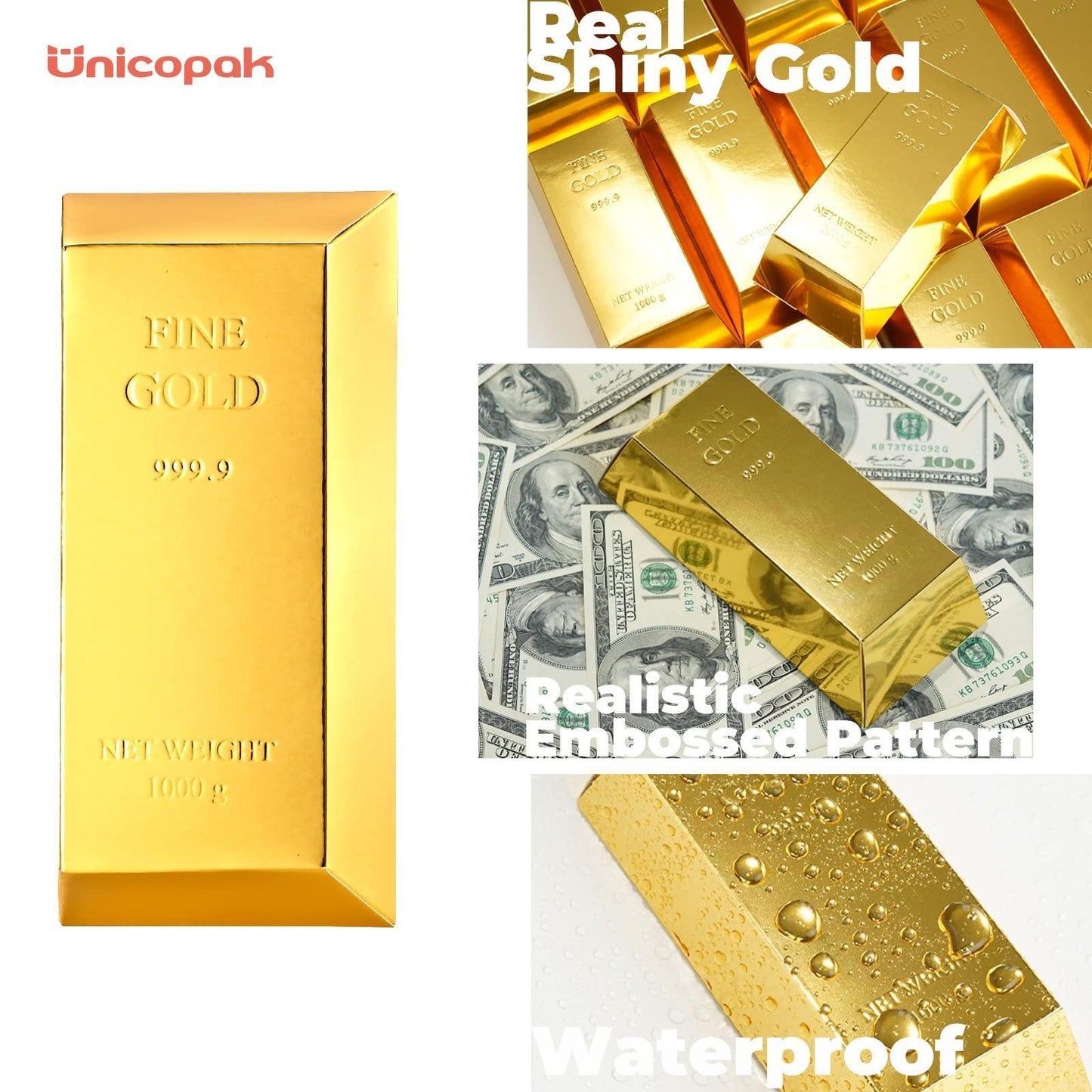 30x Gold Bar Party Favour Boxes Gift Treat Boxes For Parties Sweets, Chocolates, Coins