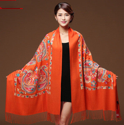 Embroidered Cotton And Linen Scarf Travel Sunscreen Ethnic Style Silk Scarf