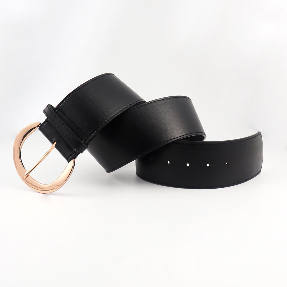 Metal Pin Buckle Versatile Retro Simple Wide Belt Men And Women Belt