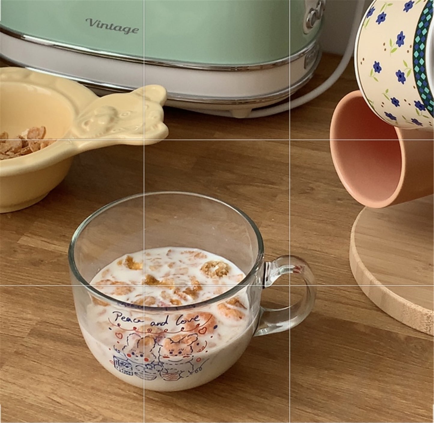 Large Capacity Bring A Glass Breakfast Milk Cup Japanese Girl Cup